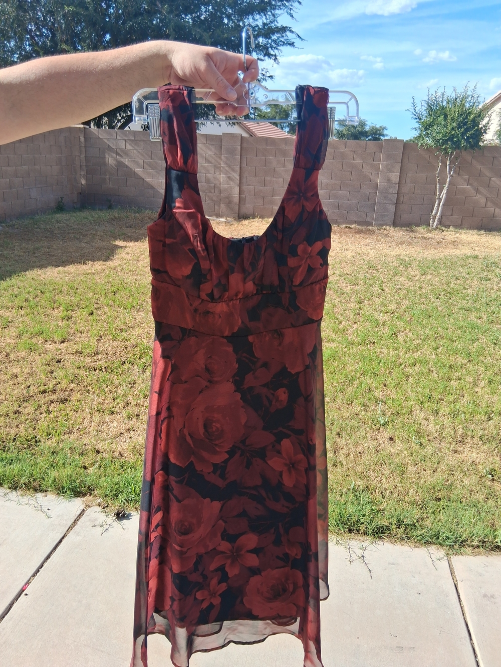 dressbarn Red and Black Floral Midi Dress